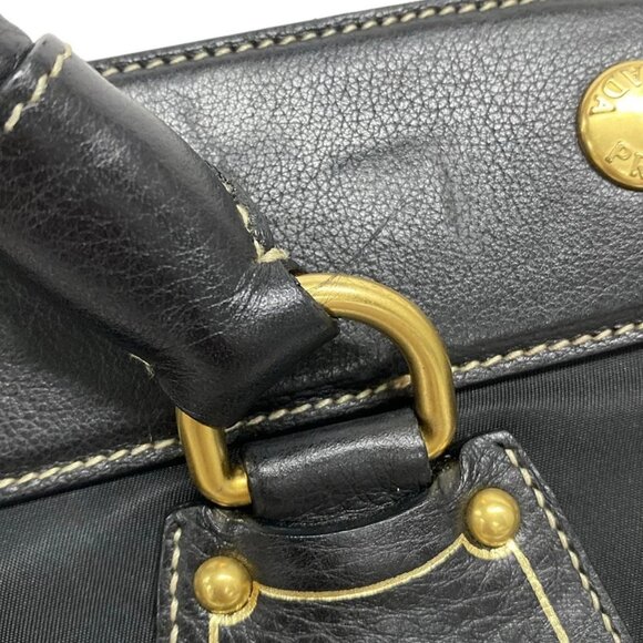 Auth PRADA - Black Nylon Leather Tote Bag - Picture 15 of 16